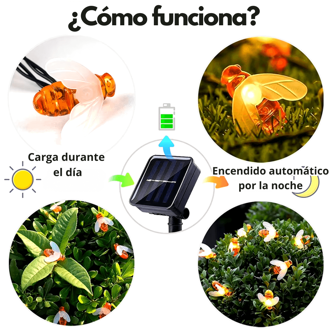 Guirnalda Solar con forma de abeja-10Metros